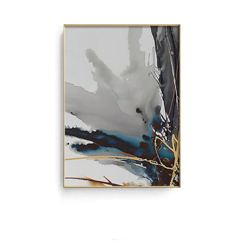 Moderne abstrakte florale Wandkunst Fine Art Leinwanddrucke blaue graue botanische Bilder für Wohnzimmer Schlafzimmer Wandkunst Dekor