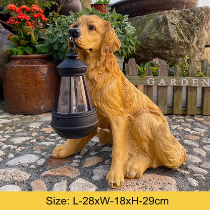 Solarbetriebene Außenharz Hundestatue Lampe | Brehn