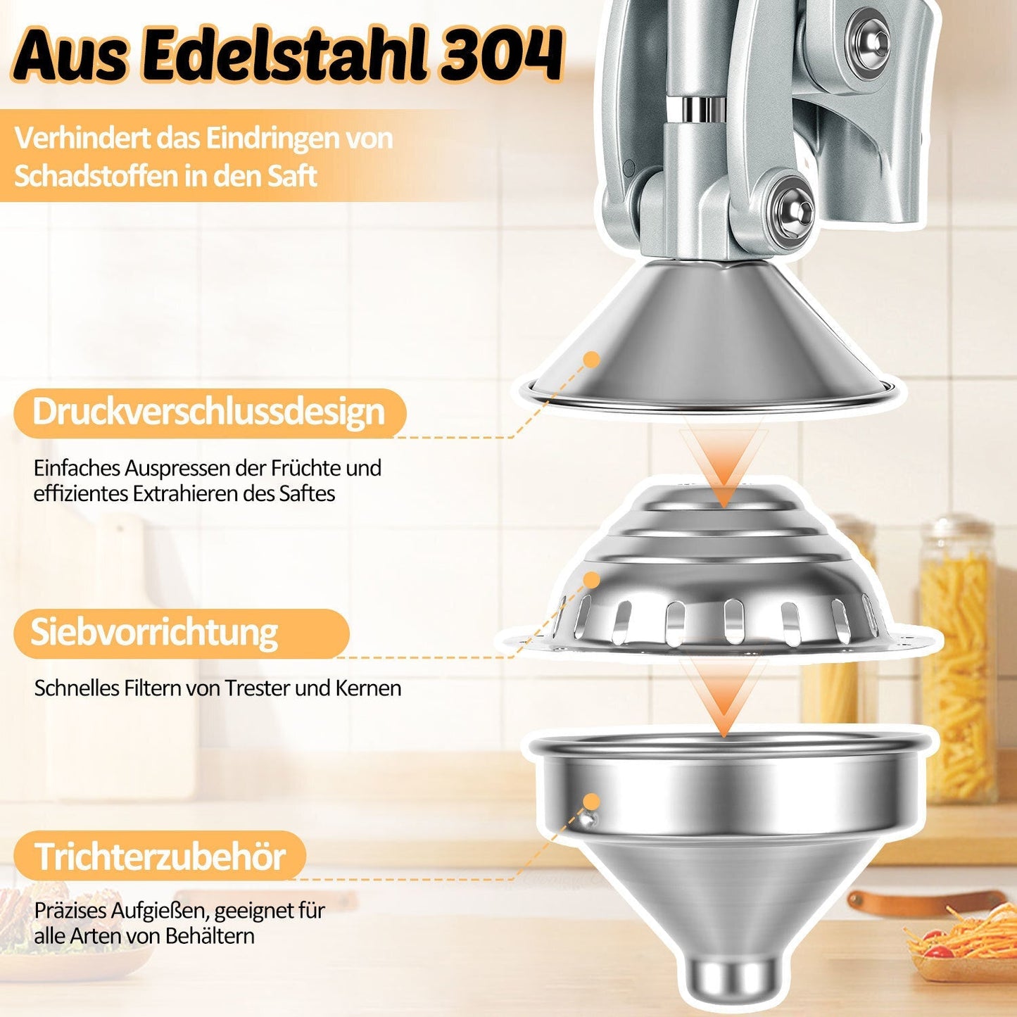 Saftpresse Manuell Zitruspresse Edelstahl | Brehn