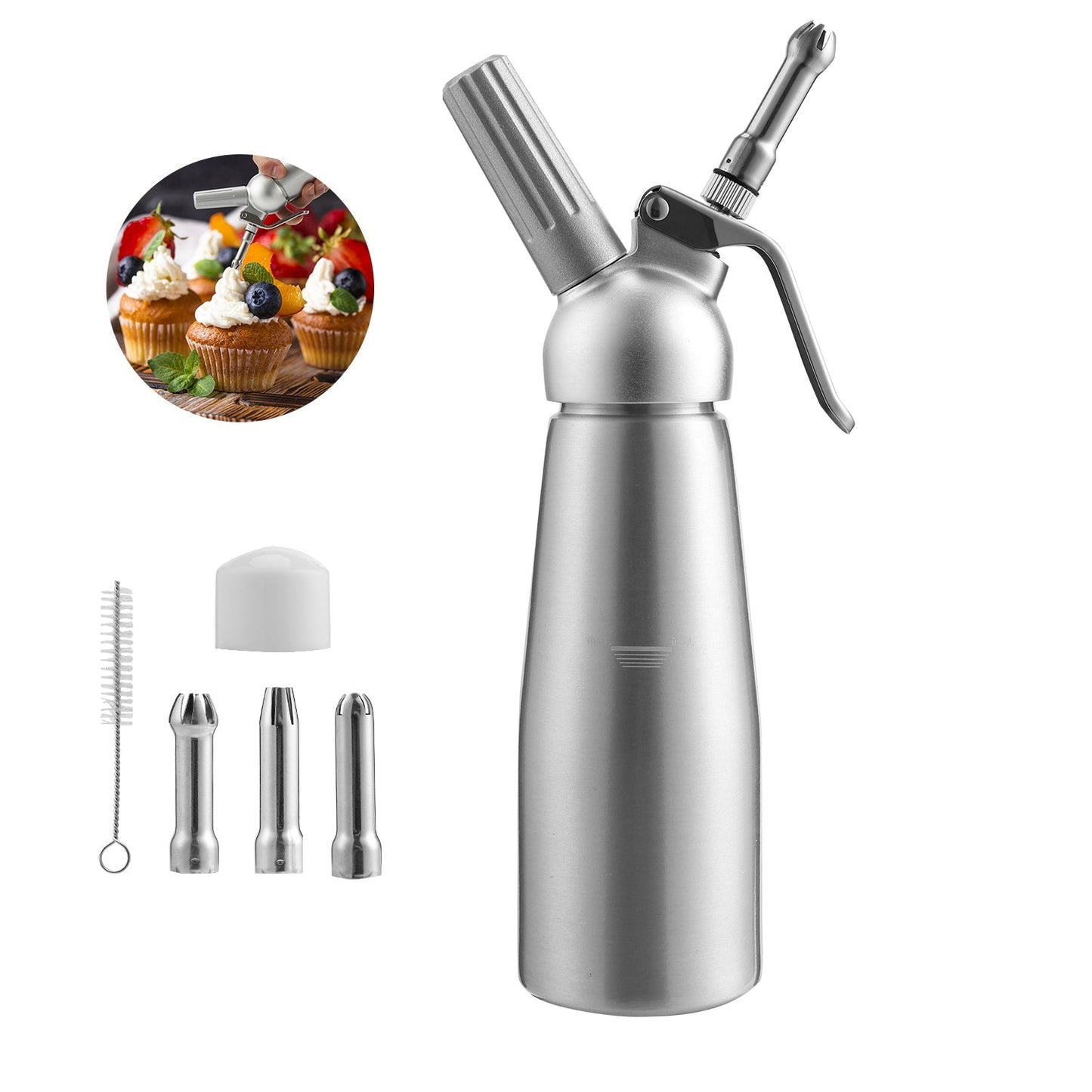 Sahnespender Alu mit 3 Düsen 500ml | Brehn