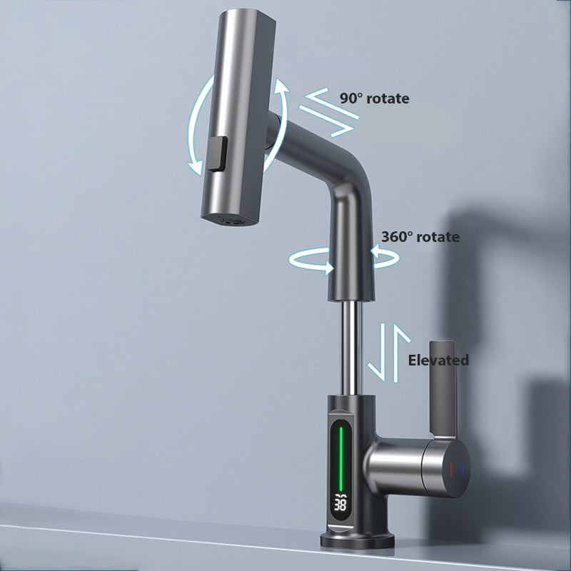 Brehn | Moderner Sleek Wasserfall Temperaturanzeige Wasserhahn