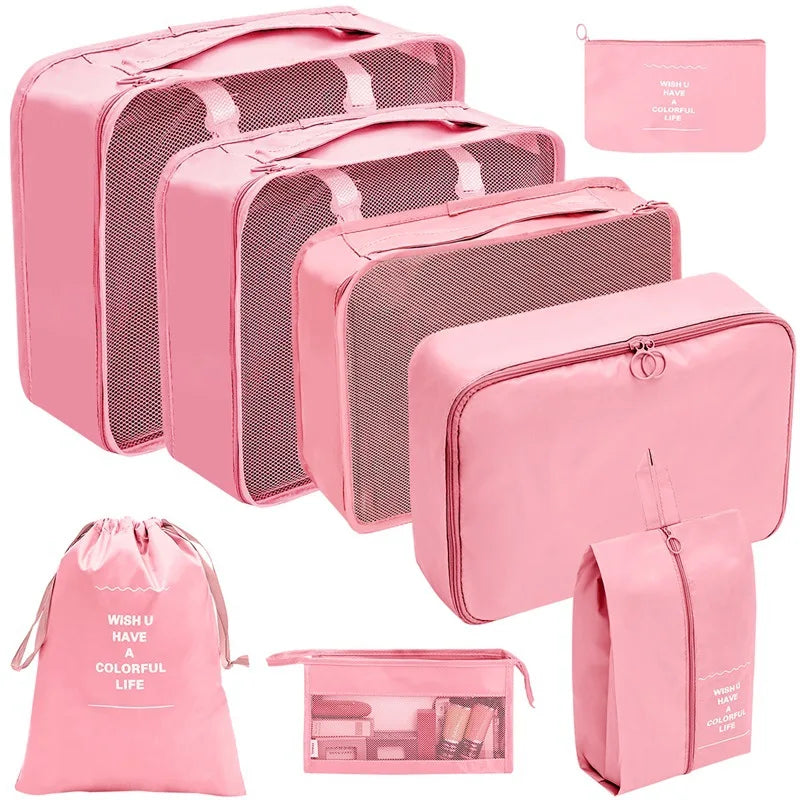 Brehn | PackWunder Reise-Organizer Set 7/8/9/10-teilig | Faltbare Koffer-Organizer | Für Kleidung, Schuhe & Accessoires