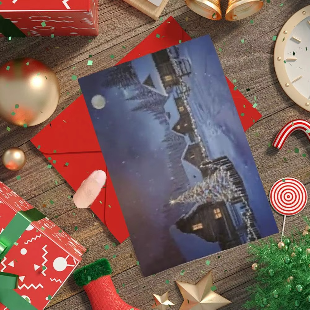 Brehn | Fröhliches Weihnachtsdorf Leuchtende LED-Postkarte