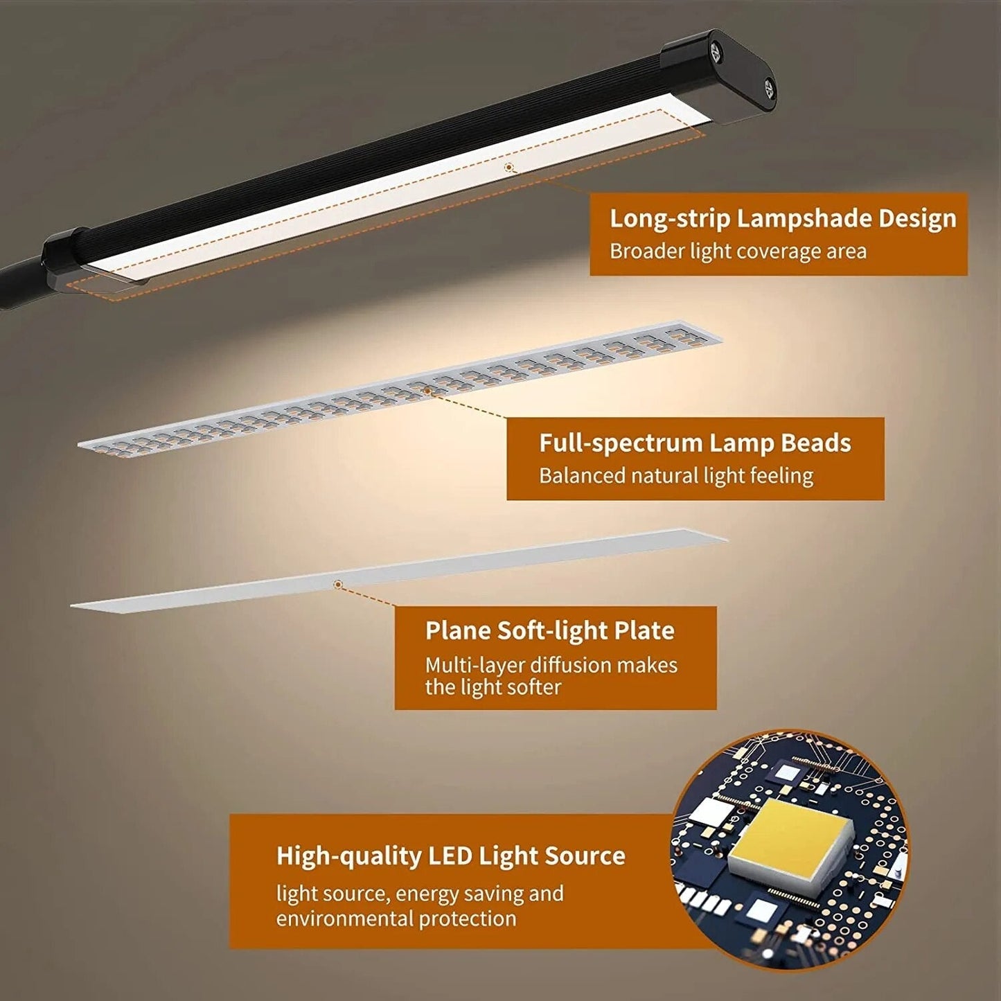 VIvolux | Adaptiver Arbeitsplatz Dimmbar Flexible LED Lampe