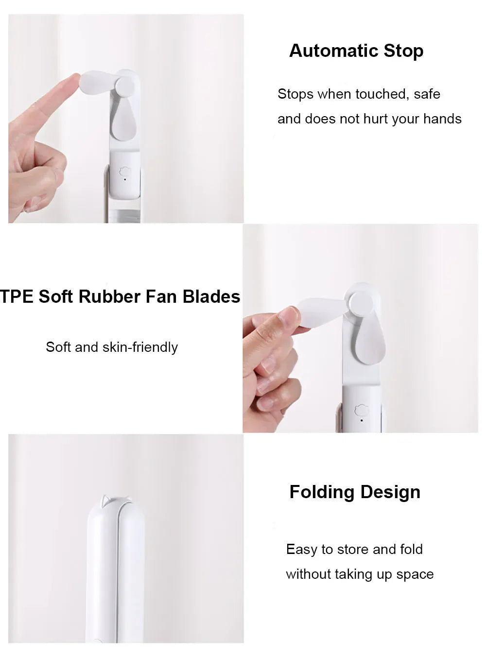 Tragbarer Mini-Handventilator – Wiederaufladbarer faltbarer Taschenventilator mit Batterie, kühlender Handventilator und Powerbank-Funktion | Brehn