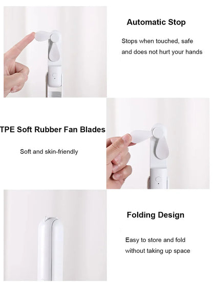 Tragbarer Mini-Handventilator – Wiederaufladbarer faltbarer Taschenventilator mit Batterie, kühlender Handventilator und Powerbank-Funktion | Brehn