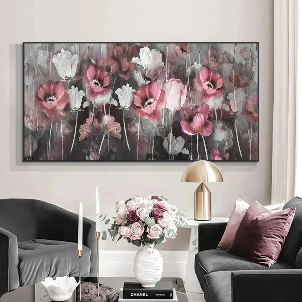 Große weiße florale abstrakte Wandkunst feine Kunstdrucke auf Leinwand moderne botanische Bilder für Wohnzimmer Hotelzimmer Schlafzimmer Kunst Dekor | Brehn