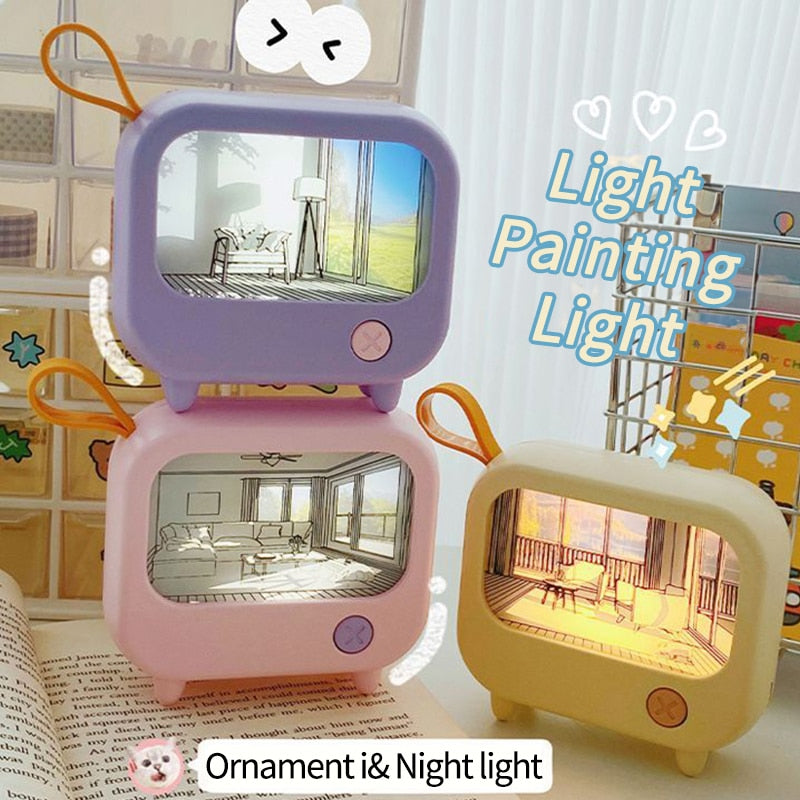 VIvolux | Mini Kunst TV Malerei Dekor Nachttischlampe