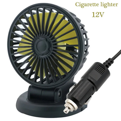 Brehn | Ventoro Auto-Ventilator 12V/24V/5V | USB oder Zigarettenanzünder | Drehbar & Kompakt | Für PKW, LKW, SUV, Wohnmobil & Büro
