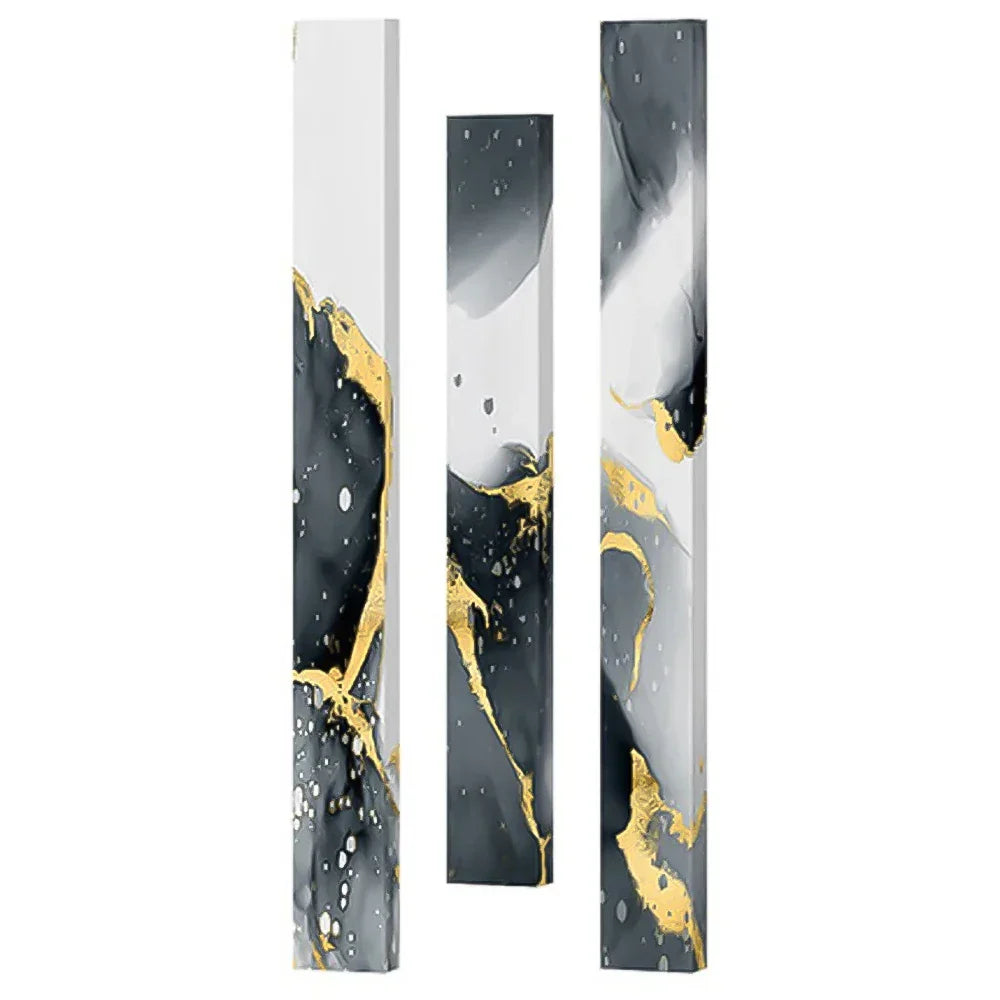 Abstrakte graue flüssige Marmor Wandkunst Fine Art Leinwanddrucke hohe vertikale schlanke Formatbilder für moderne Loftwohnung Wohnzimmer Home Office Dekor | Brehn