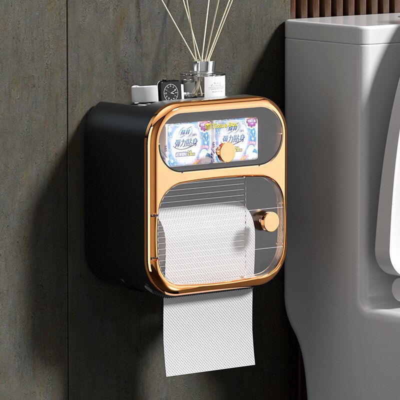Brehn | MultiBox wandmontierte Toilettenpapier Handtuch Aufbewahrungsbox