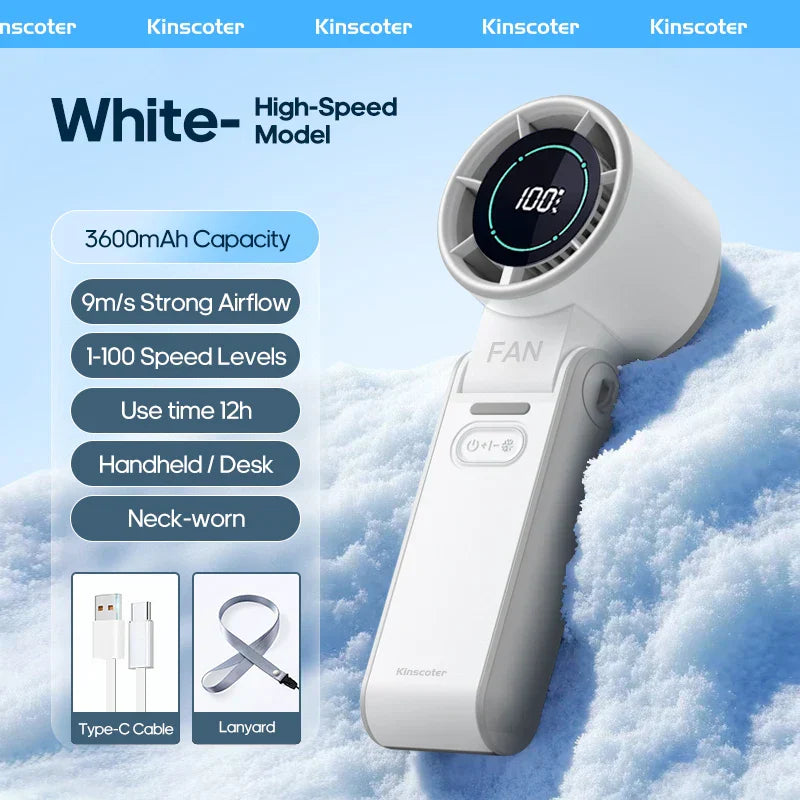 CoolityGo Handventilator mit Ice-Cool-Technologie | 100 Geschwindigkeitsstufen | 3600mAh Akku | Faltbar & ultraleicht | Brehn