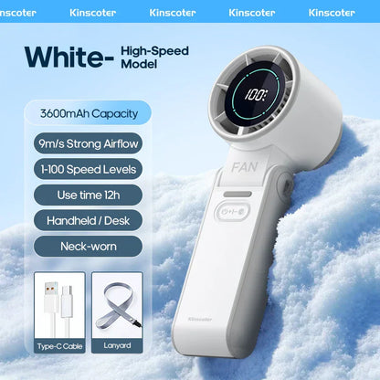 CoolityGo Handventilator mit Ice-Cool-Technologie | 100 Geschwindigkeitsstufen | 3600mAh Akku | Faltbar & ultraleicht | Brehn