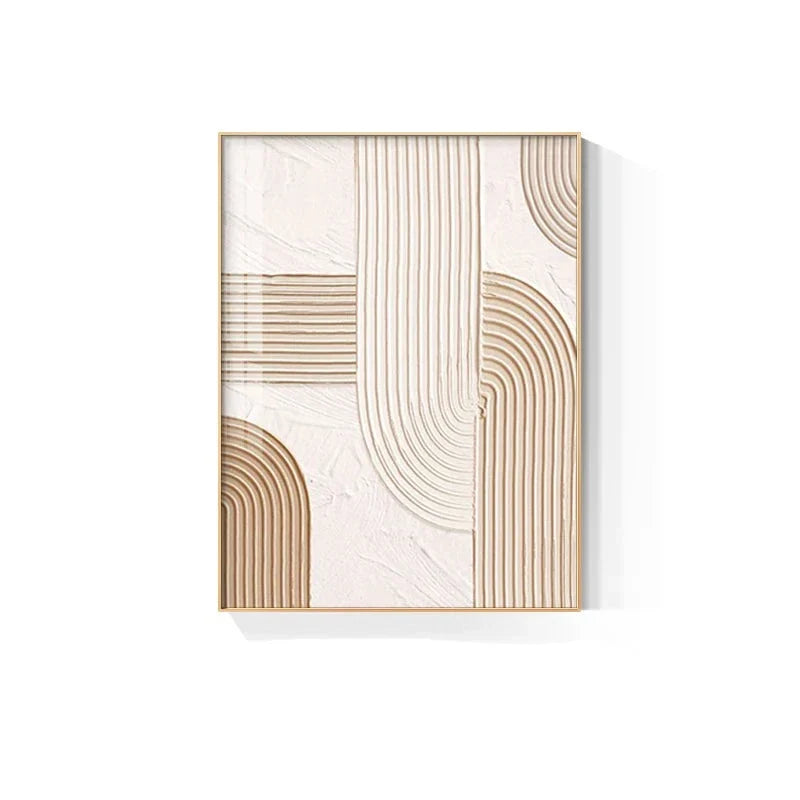 Moderne abstrakte beige geometrische Linien Wandkunst Fine Art Leinwanddrucke Bilder für Wohnzimmer Esszimmer Home Office Dekor | Brehn