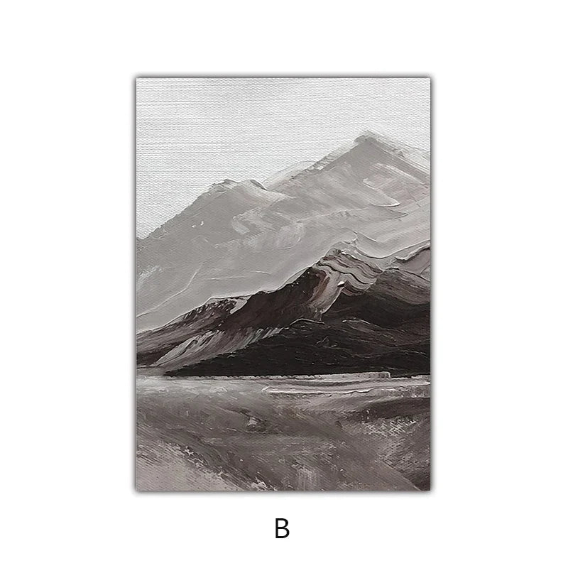 Abstrakte graue Berglandschaft Wandkunst Fine Art Leinwanddrucke Bilder für moderne Wohnung Wohnzimmer Esszimmer Kunstdekoration | Brehn