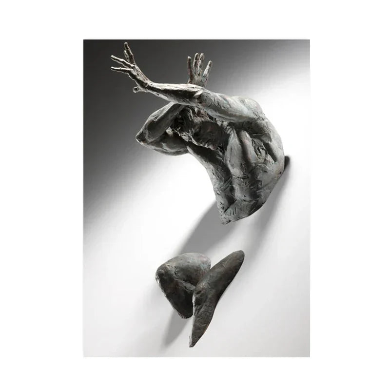 Moderne urbane abstrakte Eisenstatue Wandkunst Fine Art Leinwanddrucke 3D-Visualisierung Figurenkunst Bilder für minimalistische Wohnungswanddekoration | Brehn