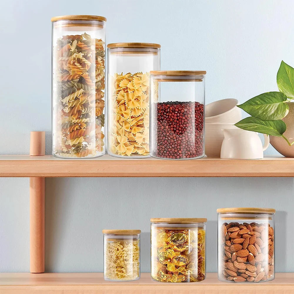PureVorrat Glasbehälter Set – Vorratsdosen mit Holzdeckel | Luftdicht & Stilvoll | Moderne Küchenaufbewahrung | Brehn