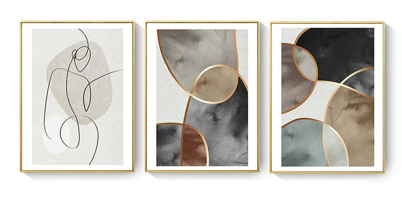 Skandinavische Minimalistische Geometrische Dunkle Neutrale Farben Wandkunst Fine Art Leinwanddrucken Moderne Abstrakte Bilder Für Wohnzimmer Wohnkultur | Brehn