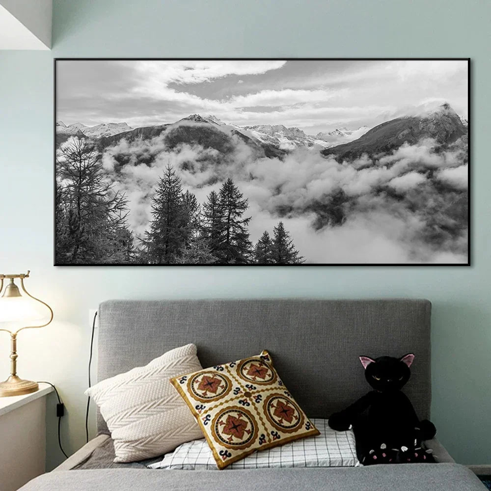 Nordlandschaften Wald Berg Wildnis Wandkunst Fine Art Leinwanddrucke Schwarz Weiß Poster Für Wohnzimmer Moderne Büros Dekor | Brehn