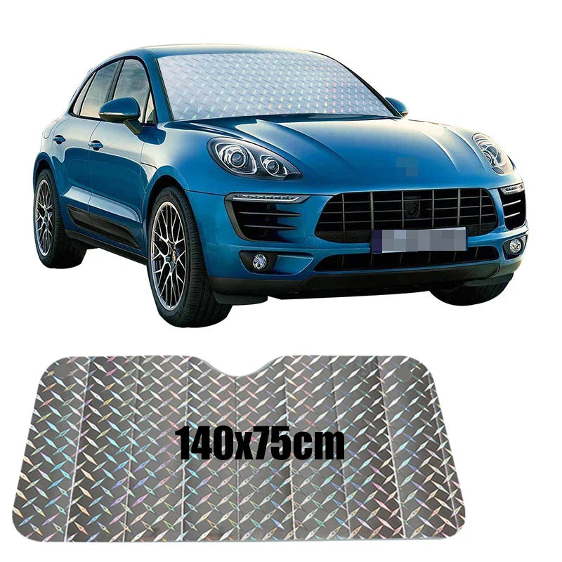 Brehn | SOLVEX Auto-Sonnenblende | UV-Schutz & Hitzeschutz für Front- und Heckscheibe | Alufolie reflektierend | Universell passend