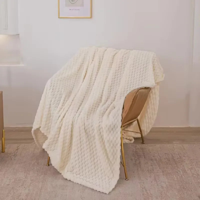 Brehn | Gemusterte weiche Samtdecke warme gemütliche Decke für Sofa und Bett