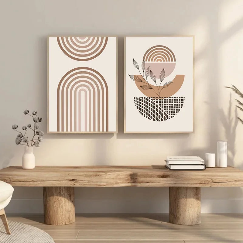 Minimalistische Terrakotta Sonnen abstrakte Wandkunst Fine Art Leinwanddrucke moderne Bilder für Wohnzimmer Schlafzimmer Galerie Wandkunst Dekor | Brehn