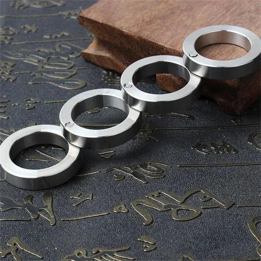Brehn | Edelstahl Selbstverteidigung Rotierbarer Faltbarer Ring