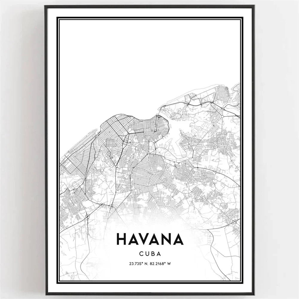 Cuba Havana Schwarz & Weiß Reiseplakat Wandkunst Feine Kunst Leinwanddrucke Bilder Für Wohnzimmer Esszimmer | Brehn