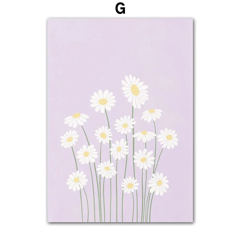 Pink Lavendel Gänseblümchen Blumenmarkt Poster Wandkunst Feine Kunst Leinwanddrucke Pastell Blumenbilder Für Wohnzimmer Schlafzimmer Kunst Dekor | Brehn
