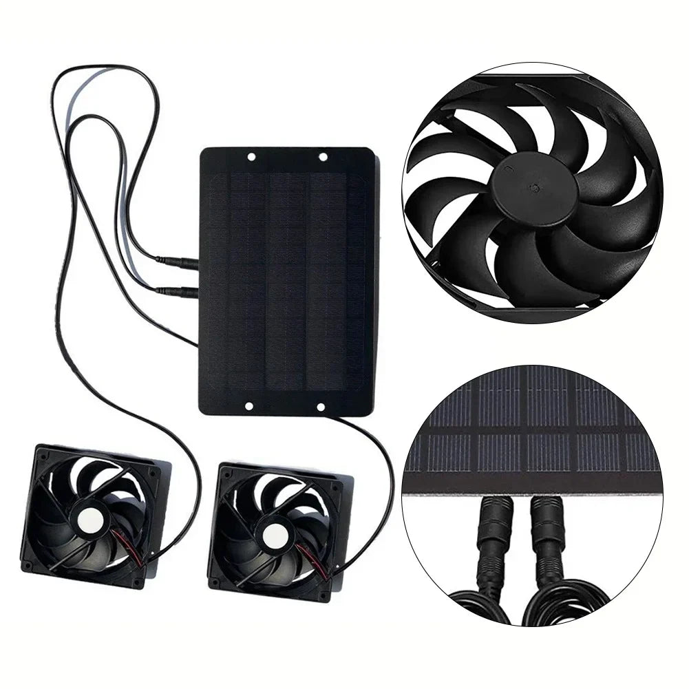 Brehn | AirSol Duo Belüftungssystem | Solarbetriebene Dual-Abluftventilatoren | 10W | Für Gewächshaus, Tierstall & Außenanwendungen