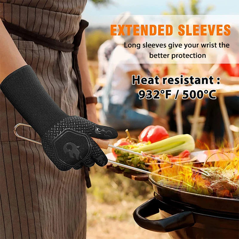 Brehn | ThermaGrip Hitzebeständiger Grillhandschuh | Silikon & Baumwolle | Rutschfest & feuerfest bis 800 °C | Für Grill, Backofen & BBQ | 1 Stück