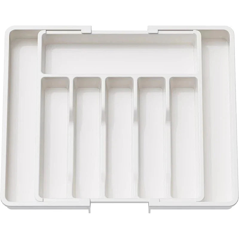 Brehn | Modulora Besteckschubladeneinsatz | Ausziehbarer Besteck-Organizer | Verstellbares Ordnungssystem aus PP | 38×35 cm