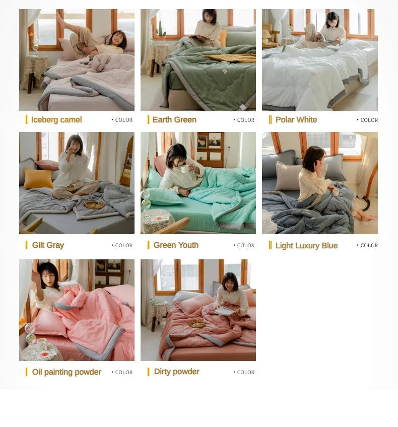 2024 Japanische Baumwolle-Polyester Sommerdecke – Leicht, Waschbar, Hautfreundliche Einfarbige Decke | Brehn