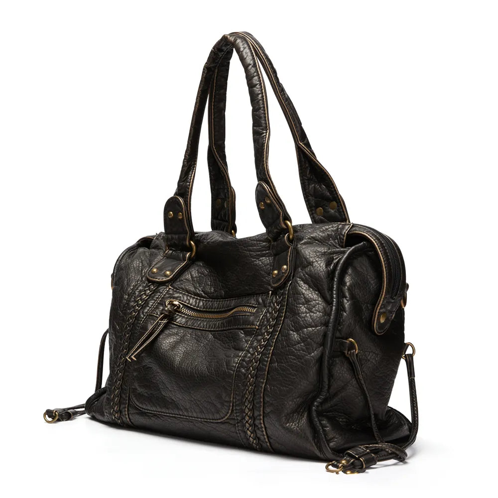 Luxus schwarze Lederhandtasche