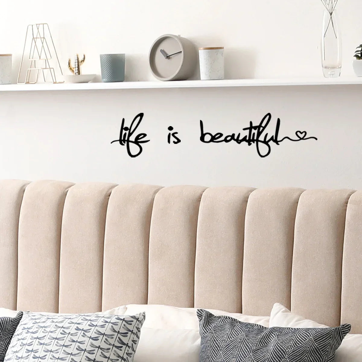 Schöner Leben Inspirierender Wandaufkleber Abnehmbarer Peel and Stick Tägliches Mantra Wandtattoo Kreatives DIY Zuhause Dekor Für Wohnzimmer Schlafzimmer Esszimmer | Brehn