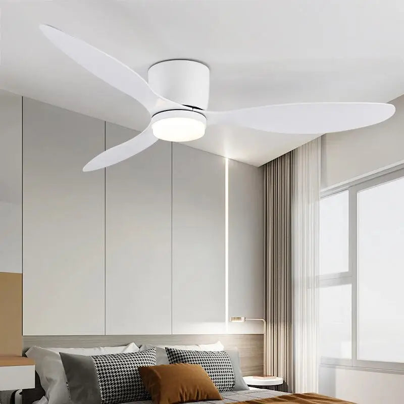 42-52 Zoll Deckenventilatoren mit DC-Motor — Fernbedienung Niedrigboden Kühlventilatoren, ohne Licht, weiße Holz- & schwarze Optionen | Brehn