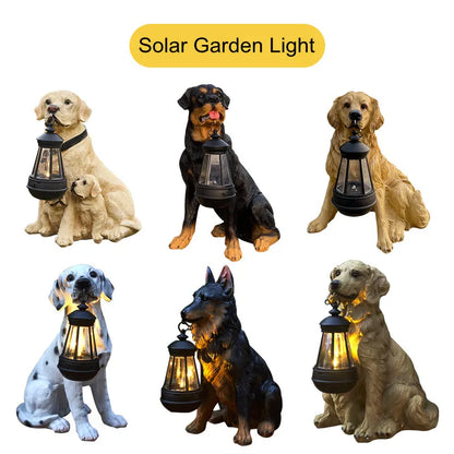 Solarbetriebene Außenharz Hundestatue Lampe | Brehn