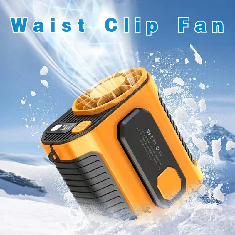 20000mAh Tragbarer Taillenventilator - Starker Wind Hängender Nackenventilator mit Powerbank und LED-Beleuchtung für Outdoor-Sport und Arbeit | Brehn