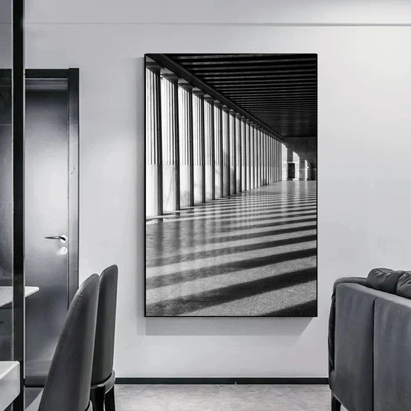 Minimalistische abstrakte architektonische Wandkunst feine Kunstleinwand Drucke Poster Bilder für moderne Apartment Wohnzimmer Büro Dekor | Brehn