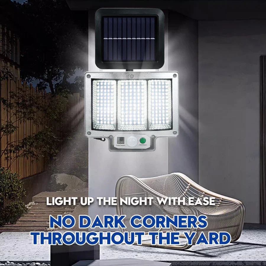 Brehn | Solvalux Solar Wandleuchte mit Bewegungsmelder | 192 LEDs | Abnehmbares Solarpanel mit 5 m Kabel | 4 Modi & Fernbedienung | IP65 Wasserdicht