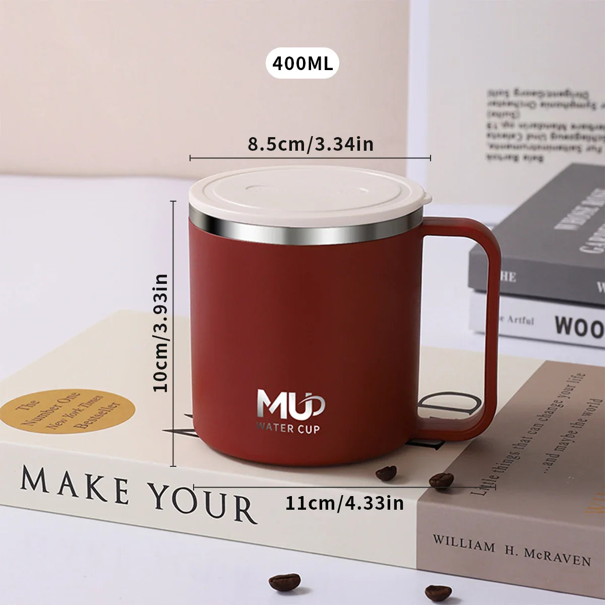 Isolierte Edelstahl Kaffeetasse mit Deckel | Brehn
