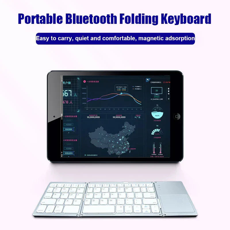 Drahtlos faltbare Bluetooth-Tastatur mit Touchpad – Kompakt, vielseitig und ultra-portabel | Brehn