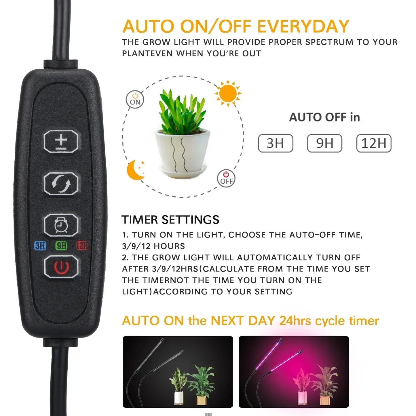 LumiPlant LED-Pflanzenlampe | USB-Pflanzenlampe | 1–4 Leuchtenköpfe | Dimmbar mit Timer