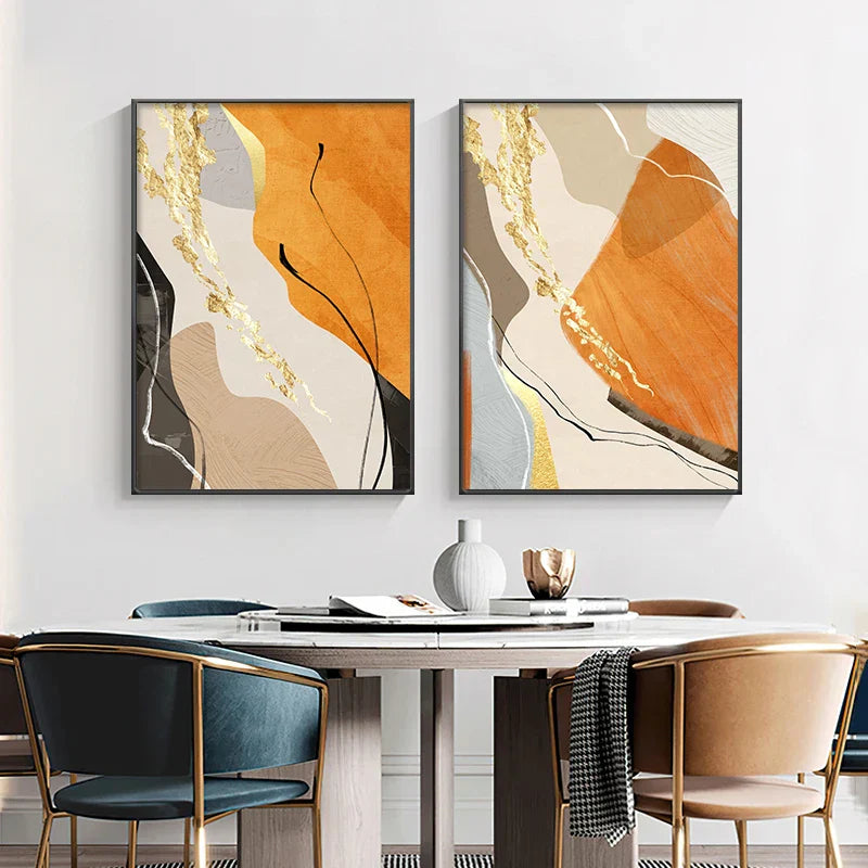 Erdige Farben Nordisch Abstrakte Geometrische Wandkunst Fein Kunst Leinwand Drucke Grün Braun Beige Orange Bilder Für Wohnzimmer Esszimmer Dekor | Brehn