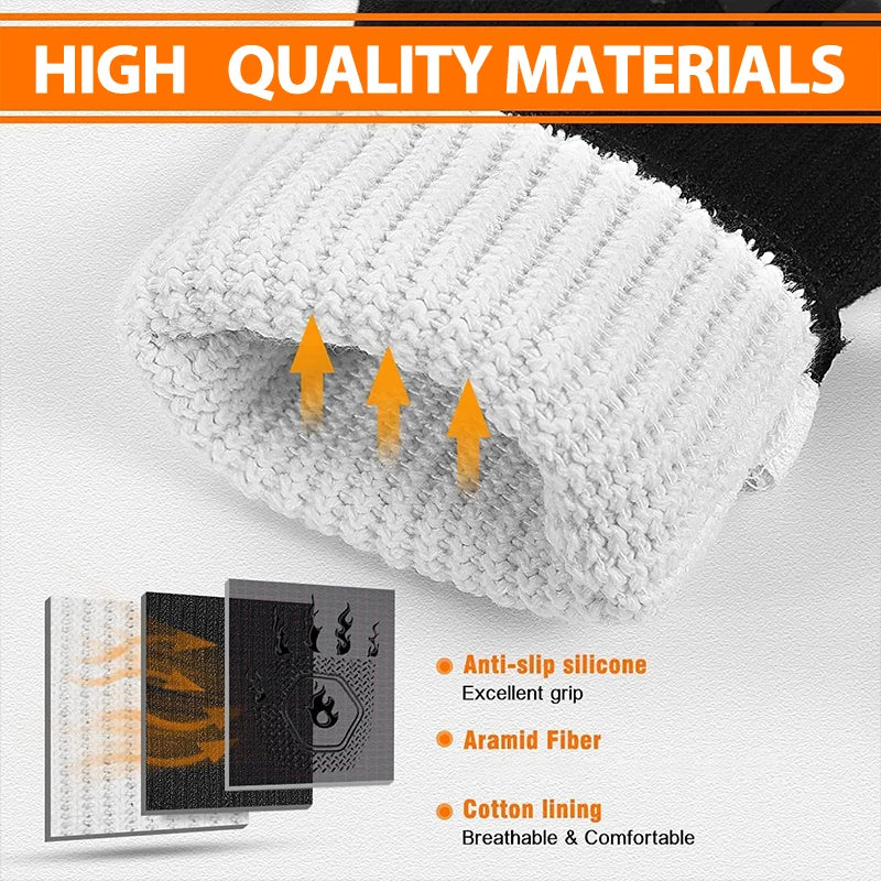 Brehn | ThermaGrip Hitzebeständiger Grillhandschuh | Silikon & Baumwolle | Rutschfest & feuerfest bis 800 °C | Für Grill, Backofen & BBQ | 1 Stück
