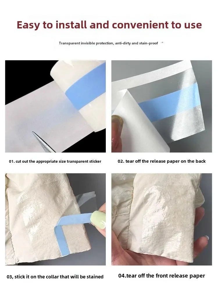 Transparente Anti-Flecken-Aufkleber für Hemdkragen