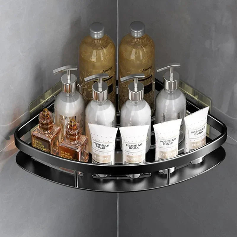 Eckhalter Aluminium Wandregal – Platzsparender Badorganisator Ohne Bohren | Brehn