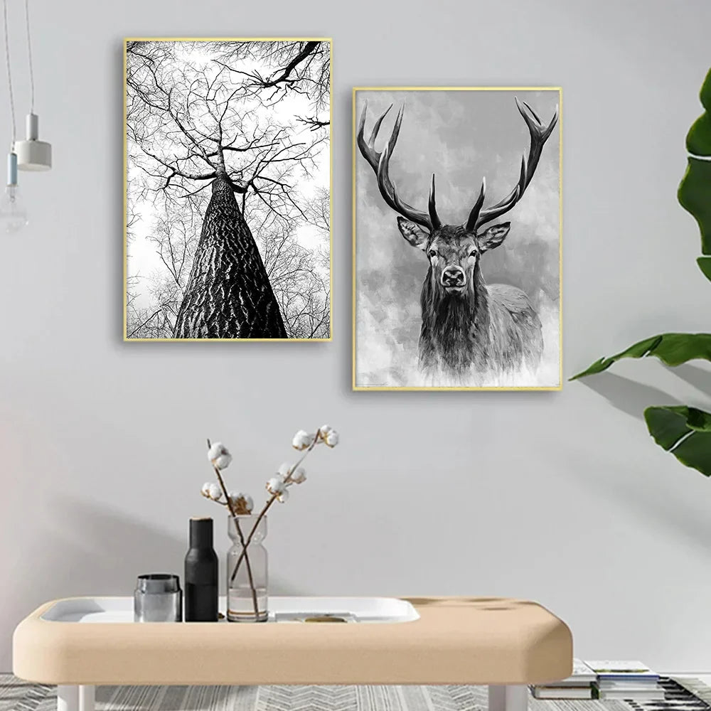 Nordische Wildnis Adler Reh Landschaft Wandkunst Fein Kunst Leinwanddrucke Bilder Für Wohnzimmer Esszimmer Nordische Heimdekoration | Brehn