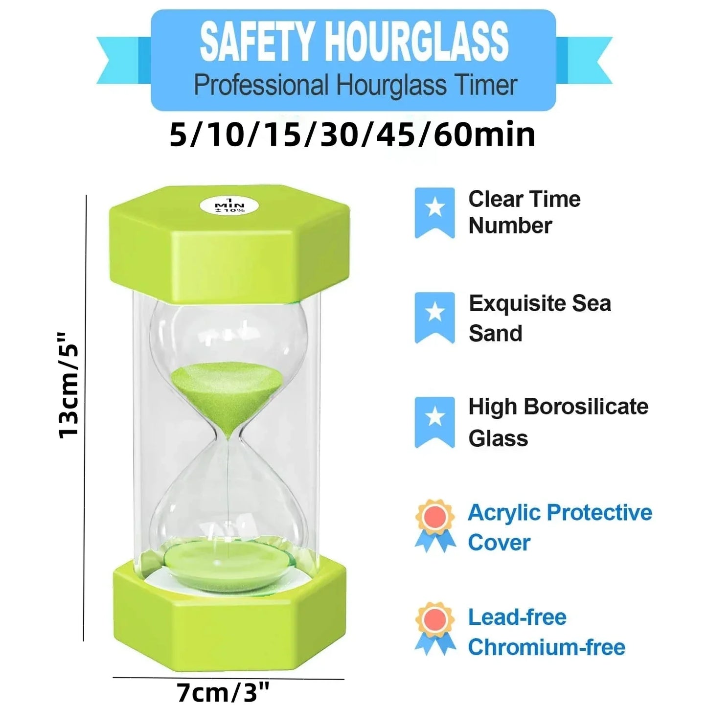 Hexagonale Dekorative Sanduhr – Mehrere Zeitoptionen und Farben | Brehn