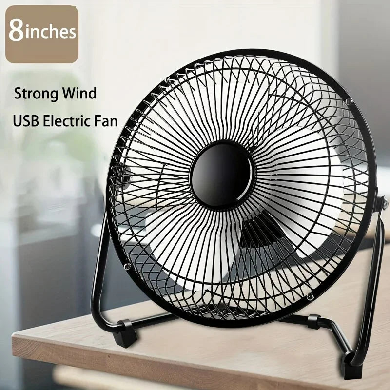 4/6/8 Zoll Desktop Tragbarer USB Elektrischer Ventilator – 2-Geschwindigkeits Verstellbarer Mini Tischventilator mit 4 Flügeln & 360° Drehung für Starken Luftstrom | Brehn